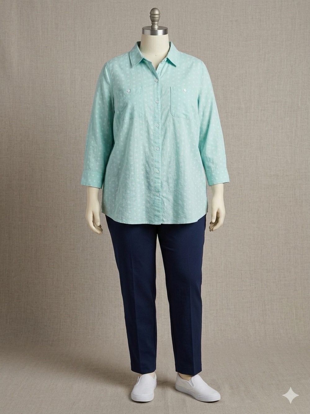 croft & barrow Mint Green Button-Up Blouse